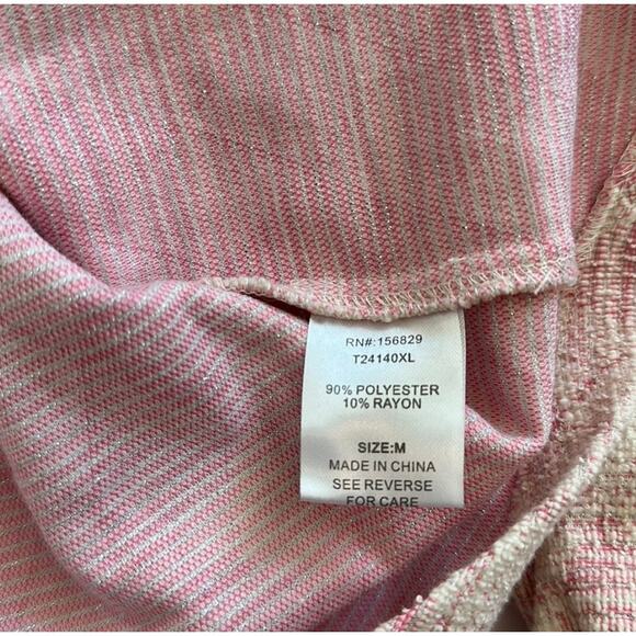 White Birch Women's Textured Shacket Shirt Oversized Geometric Pockets Pink M - Picture 10 of 13